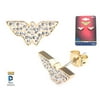 DC Comics WWMNER01C Womens Base Metal Gold PVD Plated Wonder Logo with Clear Gems & Stainless Steel Post Stud Earrings
