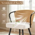 thumbnail image 5 of Daluvenix Rattan Dining Chairs Set of 2 Accent Chairs with Rattan Backrest & Teddy Fleece Fabric Cushion Black, 5 of 7