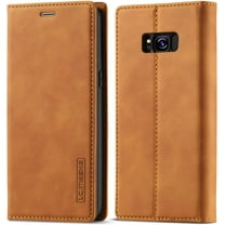 Case for Samsung Galaxy S8, Vintage Classic Matte Leather Wallet Case Flip Notebook Style Cover with Magnetic Closure Kickstand Card Slots - Brown