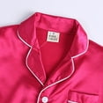 thumbnail image 6 of larppty Toddler Girls Boys Silk Satin Pajama Sets Unisex Infant Baby Button Down Shirt Top and Pants Set 2Pcs Sleepwear Loungewear Clothes, 6 of 7