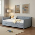 thumbnail image 4 of MAYEERTY Twin Size Upholstered Tufted Sofa Bed with Drawers, Light Grey, 4 of 9