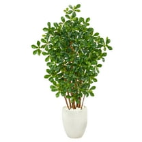 Nearly Natural 56in. Black Olive Artificial Tree in White Planter