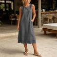 thumbnail image 6 of Levmjia Womens Dresses Flowy Elegant Solid Color Dress and Sleeveless Round Neck One-Piece Set Plus Size Sleeveless Commute Maxi Dress, 6 of 7