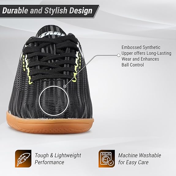 Vizari Tesoro Indoor Soccer Shoes for Men and Women | Lightweight Synthetic Upper with Embossed Stitching | Non-Marking Rubber Outsole for Indoor Soccer and Football