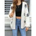 thumbnail image 4 of Women'S Long Sleeve Snowflake Pront Cardigan Knit Sweater Open Front Coat Cream White XL, 4 of 8