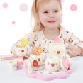 thumbnail image 1 of Phenofice 1 Set Dollhouse Tea Set Wood Assorted Color for Girls Knowledge Expansion Children's Day, 1 of 7