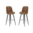 thumbnail image 2 of Emma + Oliver Set of 2 Weathered Brown Bar Stools with Metal Frames, Vinyl Upholstered Swivel Bucket Seats, and Footrests, 2 of 11
