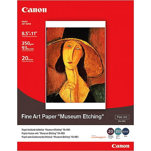 Canon Museum Etching Photo Paper, 8.5 x 11 Inches, 20 Sheets (1262B004