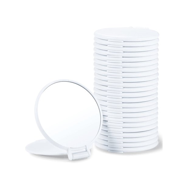 Set de 24 espejos de maquillaje redondos Compact Mirror Getinbulk, color blanco