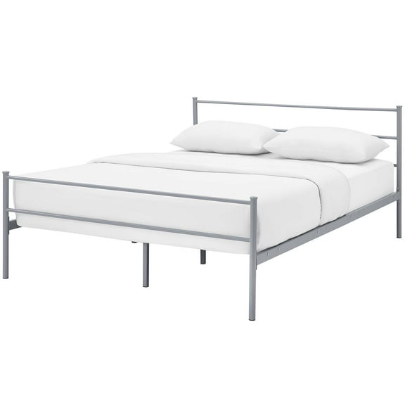 Mod Uptown Modern Metal Platform Bed, Full, Gray