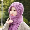 thumbnail image 5 of Hontri Neckerchief in Sale, Integrated Ear Protection Windproof Hat Scarf Knitted Thickened Warm Ear Protection Hat Hooded Scarf Women's Winter Knitted Hat 1X Scarf Hat, 5 of 8
