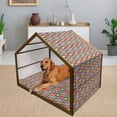 thumbnail image 2 of Kiss Pet House, Pop Art Style Lipstick Kisses on Vibrant Colored Squares 60's Style Seductive Romantic, Outdoor & Indoor Portable Dog Kennel with Pillow and Cover, 5 Sizes, Multicolor, by Ambesonne, 2 of 4