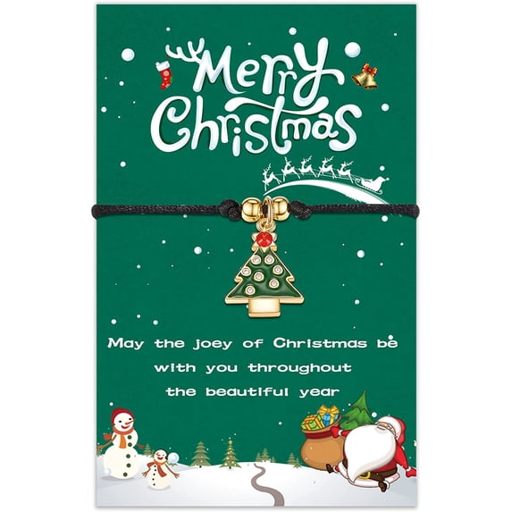 Christmas Bracelet with Wish Card Lucky Christmas Charm Bracelets Xmas Gifts