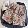 thumbnail image 2 of CONZONE Mens Casual Shorts Elastic Waist Drawstring Shorts for Men Floral Graphic Lightweight Loose Fit Summer Beach Shorts With Pockets, 2 of 4
