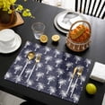 thumbnail image 3 of Date Tree Placemats Set of 12, Navy Blue Farmhouse Summer Tropical Plants Placemats for Dining Table, Place Mats for Kitchen Tabletop, Waterproof Wipeable Dining Table Mats Set, 3 of 9