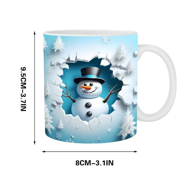 Pisexur Batería de cocina Taza navideña inflada con diseño de muñeco de nieve, taza de Papá Noel inflada de 15 oz y 11 oz. para la cocina del hogar