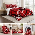 thumbnail image 6 of Queen Quilt Set 90''x96'', Red Geometric Lightweight Bedspread Coverlet Set with 2 Pillow Shams, Modern Abstract Black White Striped Lines Breathable All Season Quilt Bedding for Bedroom/Guest Room, 6 of 9