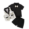 thumbnail image 3 of oqasdz Toddler Boy Clothes Formal Classic Style Gold Vest Short Sleeve Shirt and Shorts 3 Piece Childrens Clothes Sets, 3 of 7