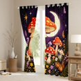 thumbnail image 3 of Homewish Lovely Botanical Mushrooms Blackout Curtains,Moon Stars Butterfly Curtains Pack of 2 (42x84 Each),Black Orange, 3 of 6