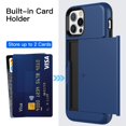thumbnail image 3 of JETech Wallet Case for iPhone 12 Pro Max 6.7-Inch with Card Holder, Dual Layer Shockproof Protective Phone Cover, Sliding Hidden Slot (Cobalt Blue), 3 of 7