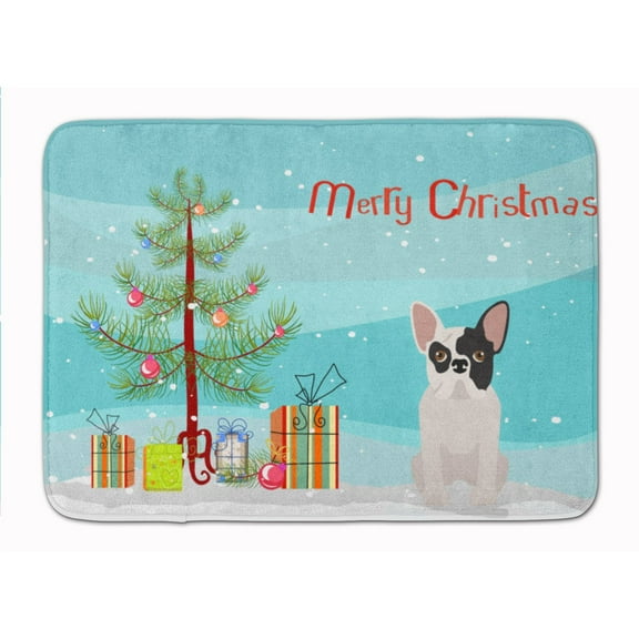 Carolines Treasures CK3500RUG Black and White French Bulldog Christmas Tree Machine Washable Memory Foam Mat 19Hx27W