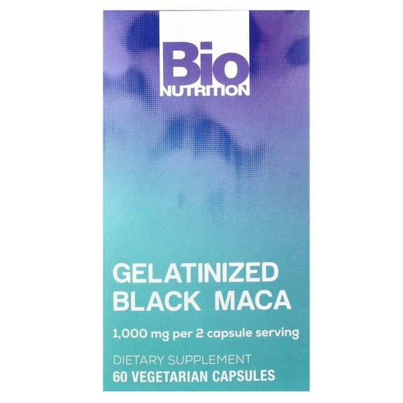 Bio Nutrition Gelatinized Black Maca, 60 Vegetarian Capsules (500 mg per Capsule)