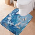 thumbnail image 3 of U-Shaped Toilet Mat Plush Bathroom Rug Mat Non Slip Bathroom Mats Butterflies and Circular Motif, 3 of 5