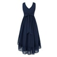 thumbnail image 2 of iEFiEL Girls Chiffon Solid Color Wedding Party Dress V Neck Wide Shoulder Straps Holiday Dress Navy Blue-B 16, 2 of 7