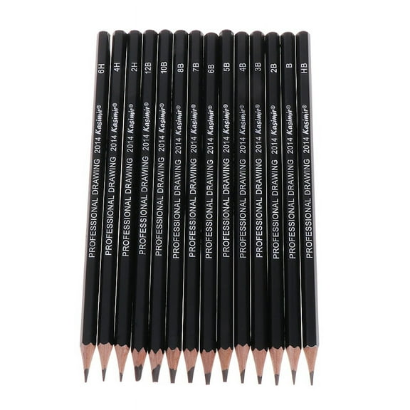 14 Pcs Sketch Art Drawing Pencil 12B 10B 8B 7B 6B 5B 4B 3B 2B 1B HB 2H 4H 6H