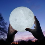 Himalayan Glow 3D Printed Moon Lamp with Stand - 6 inches, Dimmable, Rechargeable, Touch LED Night Light