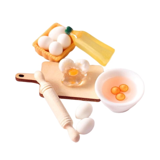 Mini , accesorios de cocina, juguetes de comida, huevo, aceite de oliva para bricolaje, juego de imaginación para Zulema Rodillo en miniatura