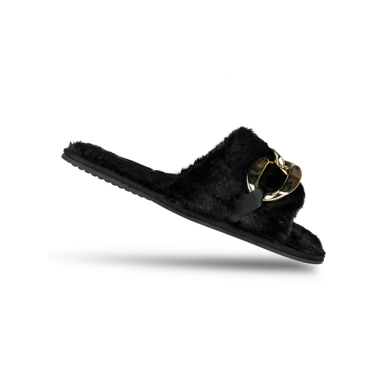 Black fuzzy online slides walmart