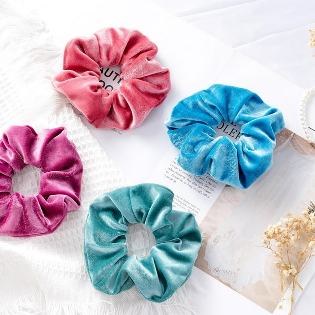 Scrunchies Velvet Gomas para el Pelo, Ligas para Cabello Coleteros de Terciopelo Cintas Elásticas Clásicas y Elegantes para Mujeres -Serie C