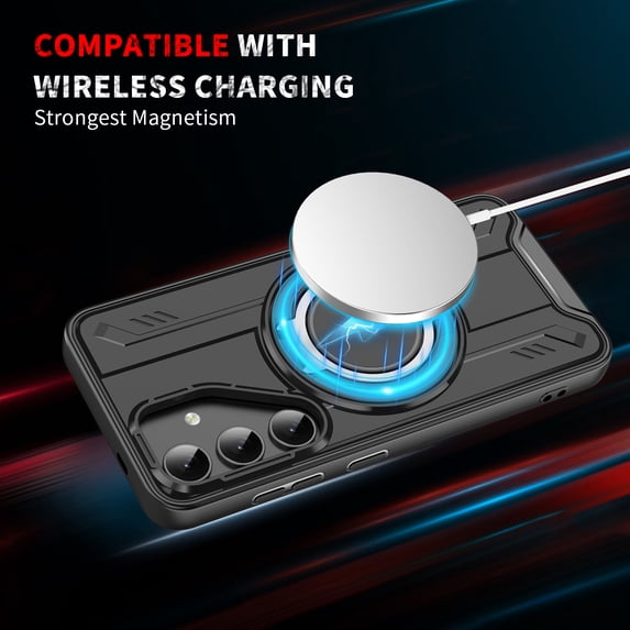 for Samsung Galaxy S25+ Rugged Grip Phone Case Compatible with MagSafe, 360 Rotating Ring Holder Stand Magnetic Case, Military-Grade Protection Anti-Scratch Anti-Slip Shockproof Cover,Blue