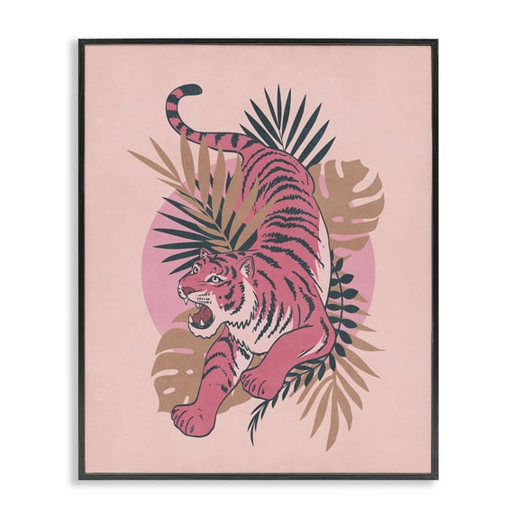 Stupell Industries Muted Retro Tiger Animals Painting Black Framed Art Print Wall Art, 11 x 14