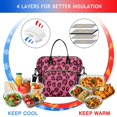 thumbnail image 4 of Black and Pink Leopard Print Insulated Leakproof Lunch Box for Women, Large Lunch Bag for Tween Teen Adult, Loncheras Para Mujer for Work Beach Travel Picnic Camping, 4 of 6