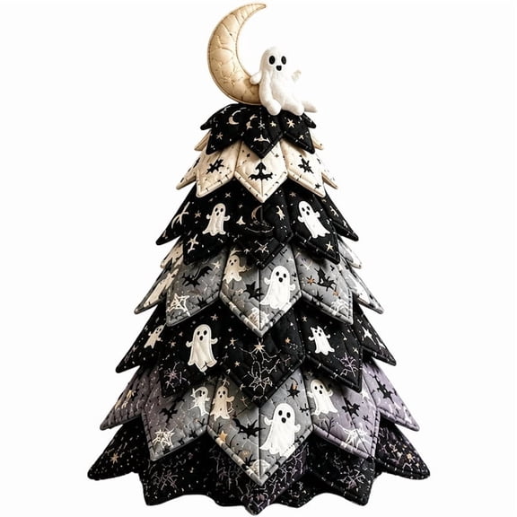 Halloween DIY Craft Kit, 3D Quilted Fabric Tree Sewing Project for Adults Beginners, Seasonal Mantel Shelf Decor, Handmade Spooky Home Gift #B