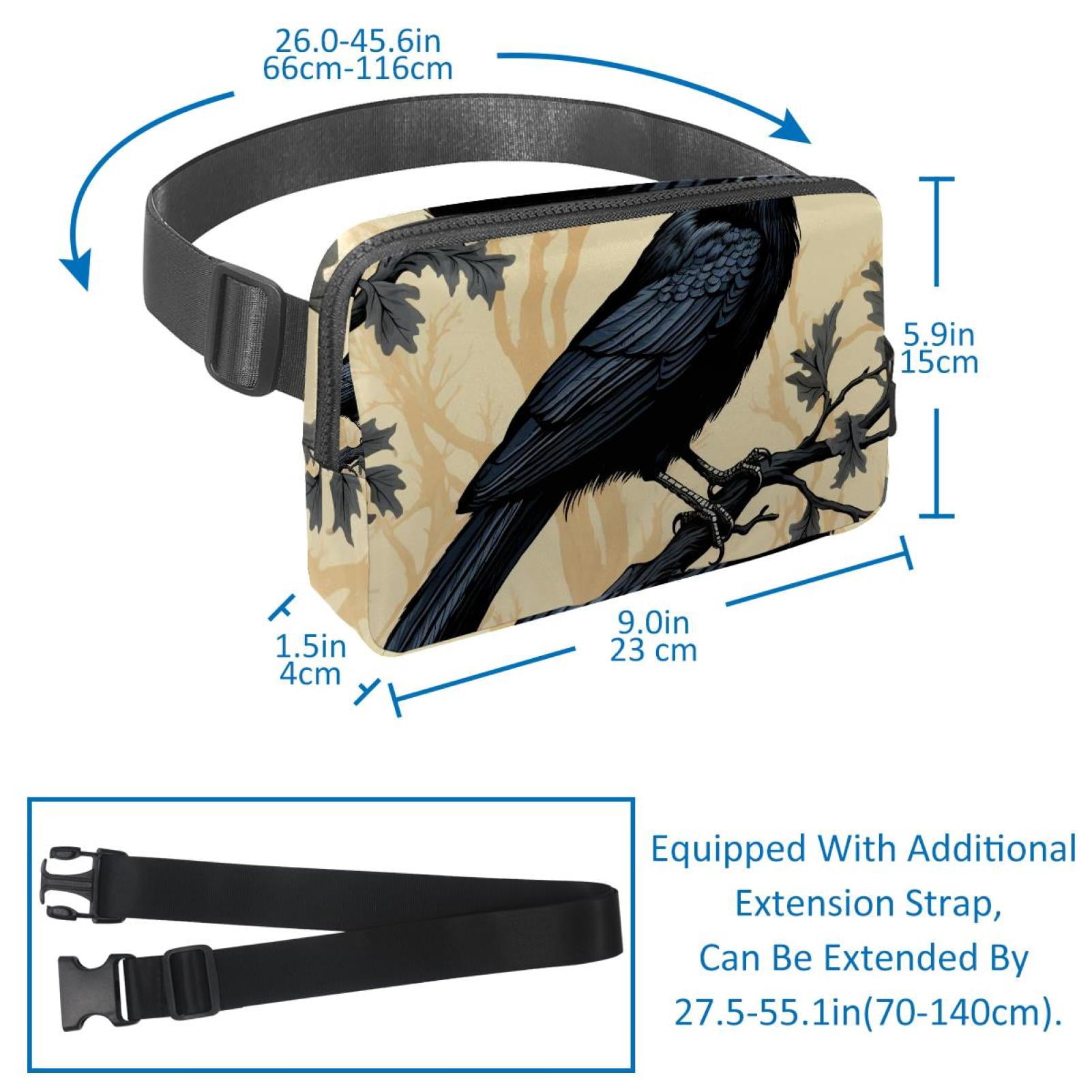 Crow Lightweight Adjustable Sling Bag Waist Pack with Extension Strap Unisex - Ideal for Travel and Outdoor Activities