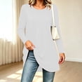 thumbnail image 7 of Edvintorg Womens Tunic Tops Plus Size Solid Color Long Sleeve Crew Neck Loose Lightweight Casual Shirt Women's Clothing White Pull-On, 7 of 7