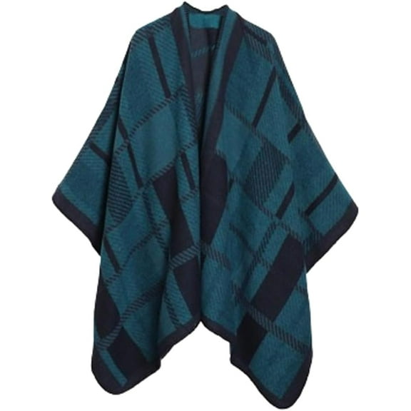 YooGuoGuo Women's Elegant Shawl Wraps Retro Ethnic Open Front Tassel Poncho Knitted Plaid Shawl for Travel Soft Pashminas Wraps