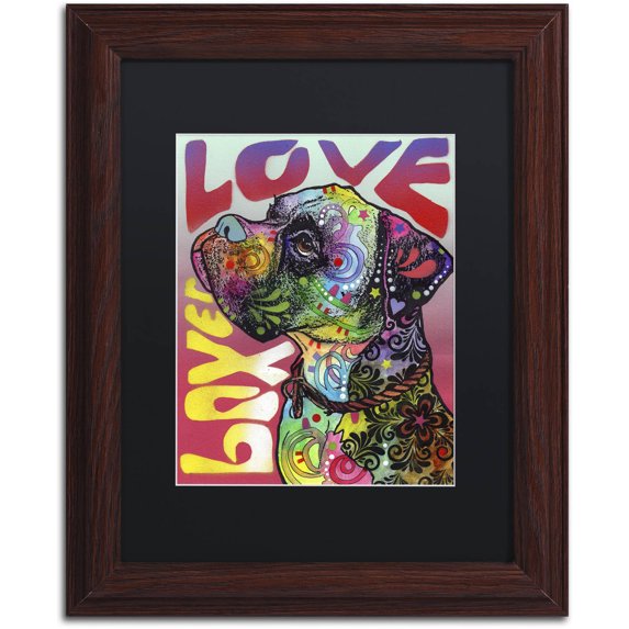 Trademark Fine Art 'Boxer Luv' Canvas Art by Dean Russo, Black Matte, Wood Frame