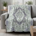 thumbnail image 2 of Green Purple Boho Blanket Soft Cozy Warm Twin Blanket for Bed, Plush Fuzzy Flannel Fleece Blankets for Sofa, Vintage Abstract Art Floral Ethnic Tribe Throw Blankets for Couch Gifts, 60"x80", 2 of 9