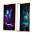 thumbnail image 3 of Designart "Enchanted Midnight Full Moon's Grace in the Forest VI" Forest Framed Wall Art Set Of 2 - Traditional Blue Framed Wall Art Set Of 2, 3 of 6