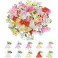 thumbnail image 1 of 80 piezas de 10 colores de flores de lirio, coloridos dijes florales de lirio de los valles acrílicos con colgante de perla de concha para hacer collares, pendientes, joyas y manualidades., 1 of 7