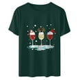 thumbnail image 6 of Odeerbi Christmas Shirts For Women Crewneck Tops Fashion Short Sleeve Printing Casual Blouse Green, 6 of 6