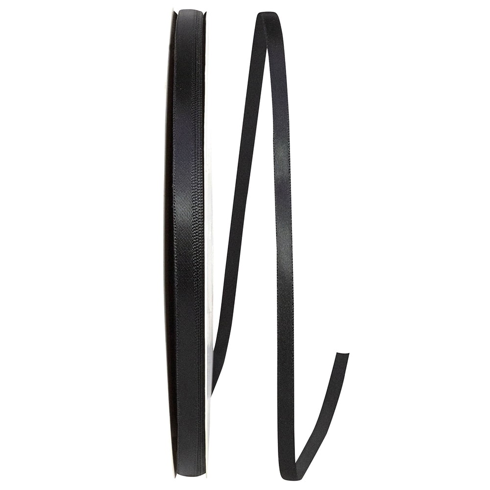 1/4 Inch X 100 Yards Reliant Ribbon 4950-031-01C Double Face Satin Black Dfs Ribbon 