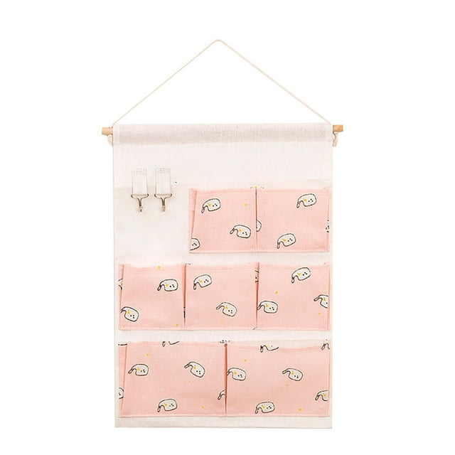 Agiferg Wall Hanging Organizer Storage Bag Seven Pockets Wall Mounted Cotton Wardrobe