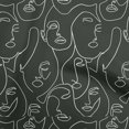 thumbnail image 1 of oneOone Silk Tabby Dark Gray Fabric Line Drawing Face Sewing Craft Projects Fabric Prints By Yard 42 Inch Wide, 1 of 4