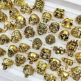 thumbnail image 6 of HOOUN Wholesale 100pcs Gothic Punk Skull Rings Skull Biker Vintage Charm Jewelry Gifts-100pcs Opp Bag-silvery, 6 of 9