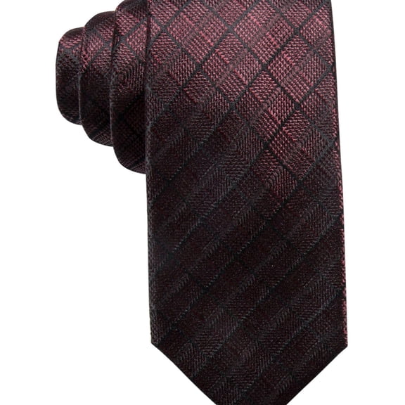 Ryan Seacrest Mens Checks Self-tied Necktie, Red, One Size